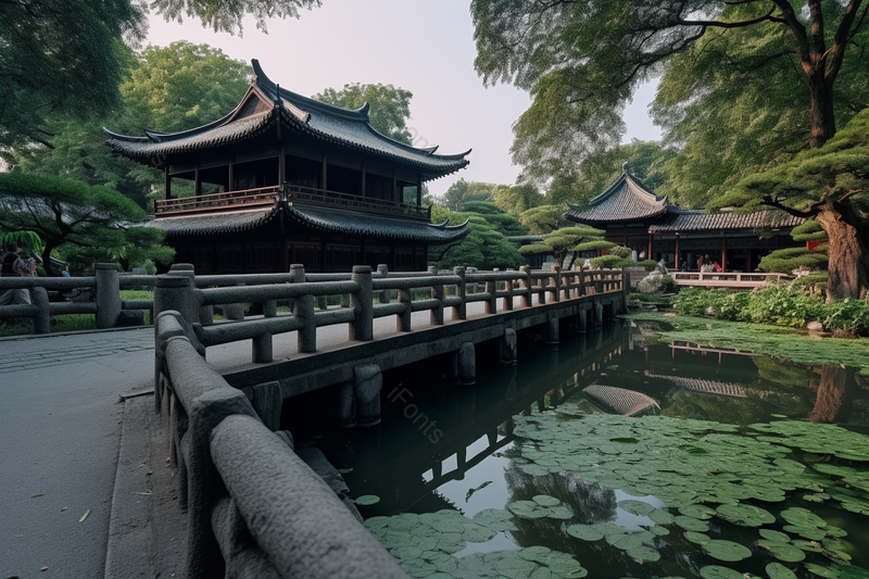 清晨园林百年历史建筑唯美自然,高清,摄影图,摄影图片,图片大全,摄影图免费下载